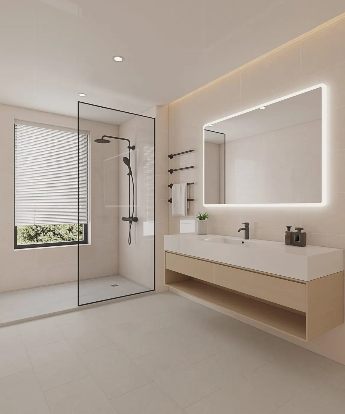 Salle de bain décor Carrelo Beige rosé