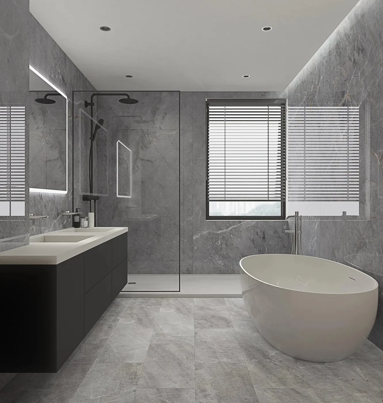Salle de bain décor Carrelo Marbre gris